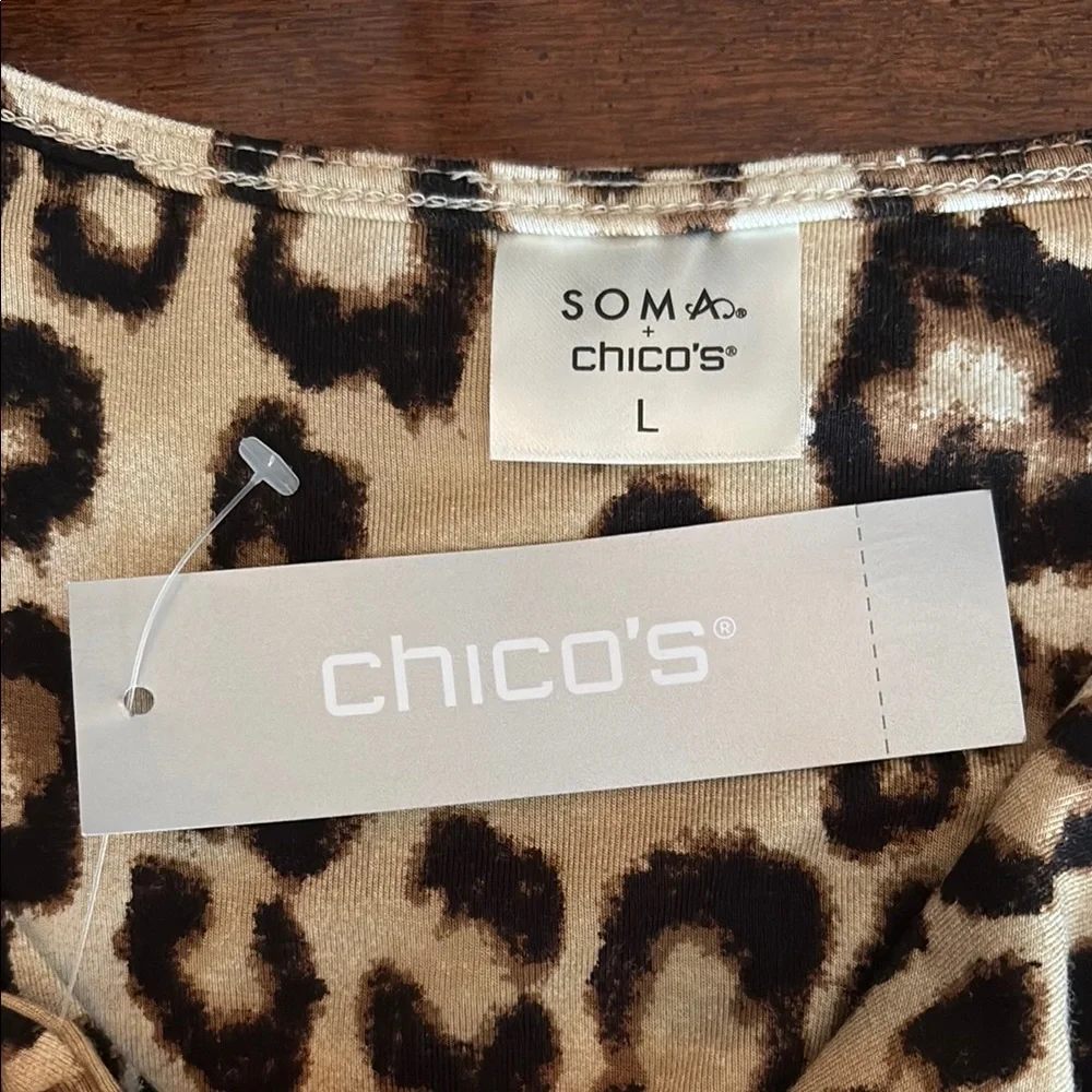 NWT  SOMA +Chico's Tan & Black Animal Print Cool Night Sleepshirt size L - Picture 4 of 5